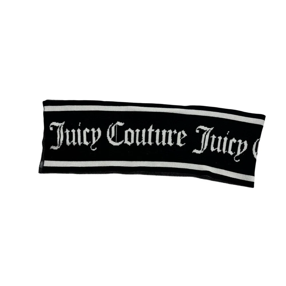 Juicy Couture Scarf Womens OS Black Excellent Knit Logo Intarsia Gothic Y2K